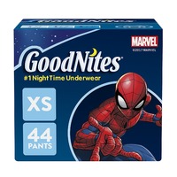 74 goodnites 蜘蛛侠/绿巨人图案儿童纸尿裤,44 片(xs及s/m码)