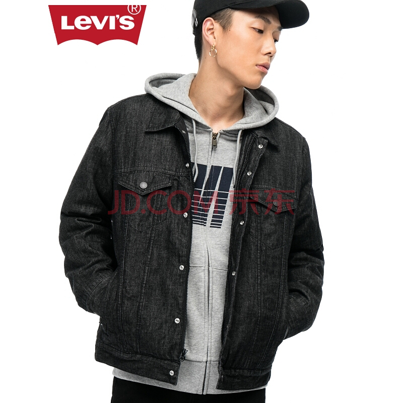 levi"s李维斯男士翻领羽绒牛仔夹克外套36079-0001 炭黑色 m