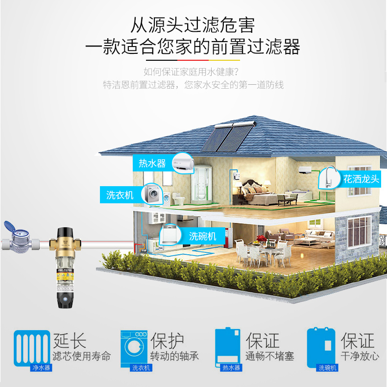 现金券!特洁恩 前置过滤器 自来水龙头净水器 20微米精滤 不需要换滤芯 7.7折 ¥669