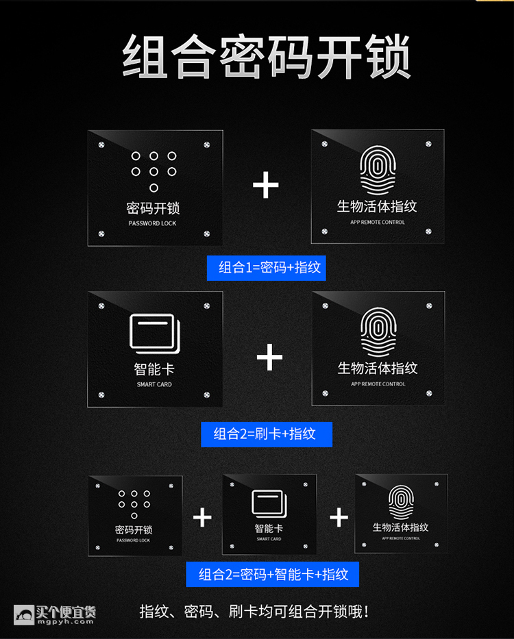 鑫众美 光学指纹锁 5种开锁模式 C级顶级锁芯
